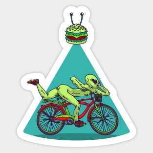 The hofmann alien bike ride (Front & Back Tee) Sticker